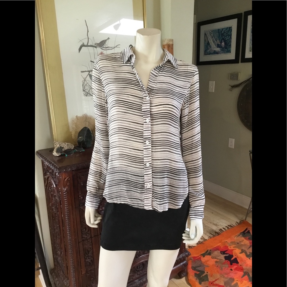 Anthropologie Cloth & Stone  grey strip XS NWOT